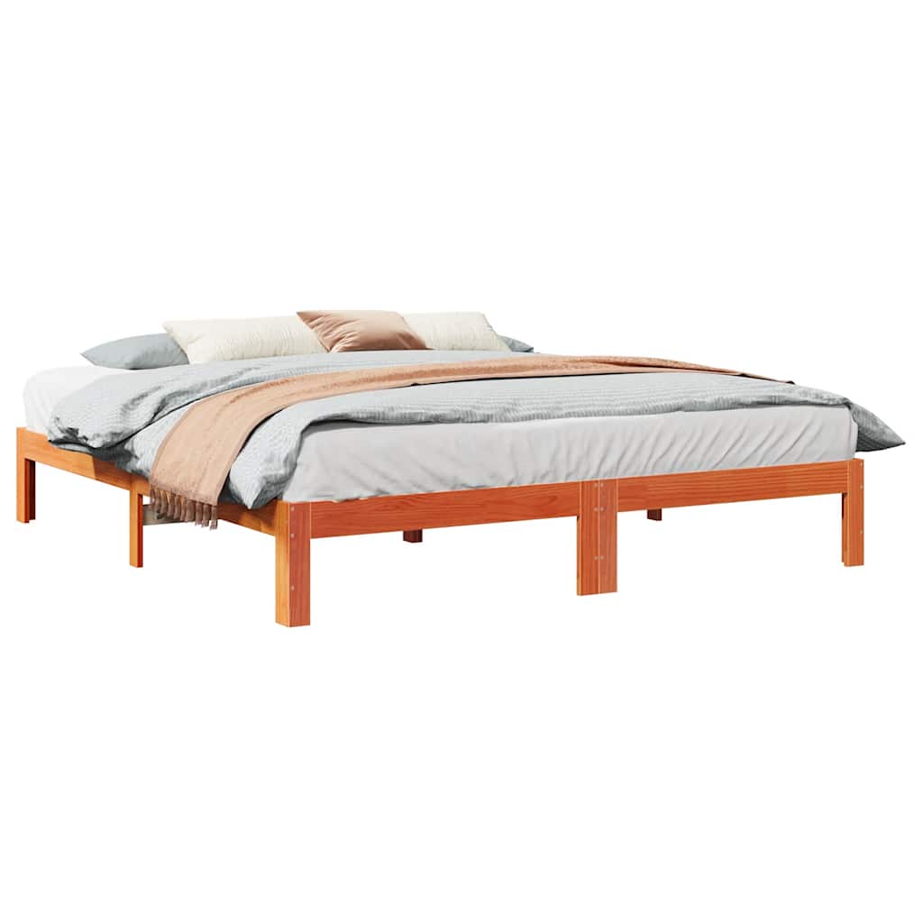 Bed Frame without Mattress Wax Brown 160x200 cm Solid Wood Pine